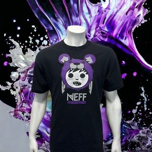 Neff Boys Black Purple Wild Kenni Stomp Bear Hat Adult T Shirt Size Large